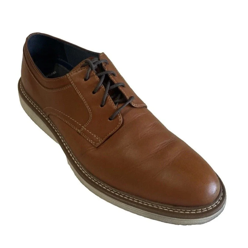Johnston Murphy Tru Foam Oxford Mens Size 10M Brown Leather Lace Up Dress  Shoe